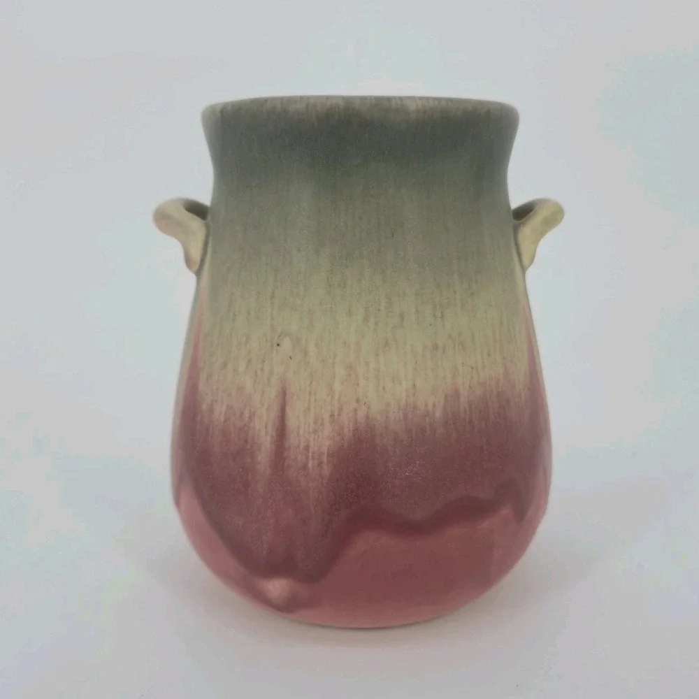 Falcon Ware 676 Vase Thomas Lawrence England Pink Green Drip Glaze 5.5